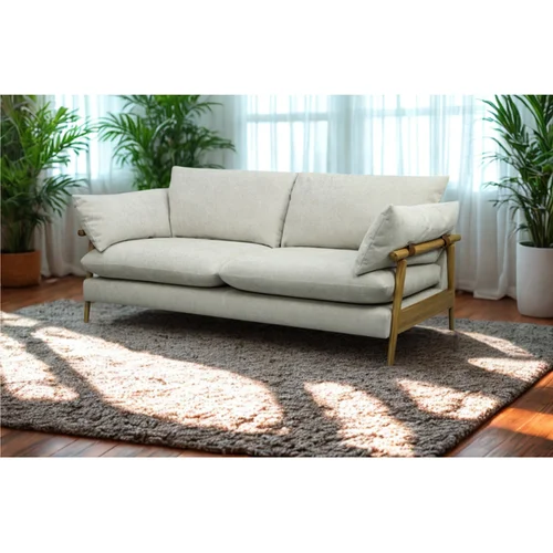 Nordlen sofa 3os. z drewnianymi bokami kremowa