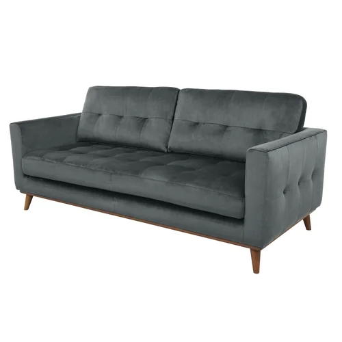 Sofa skandynawska Boden 3os. szary welur - zdjęcie 1