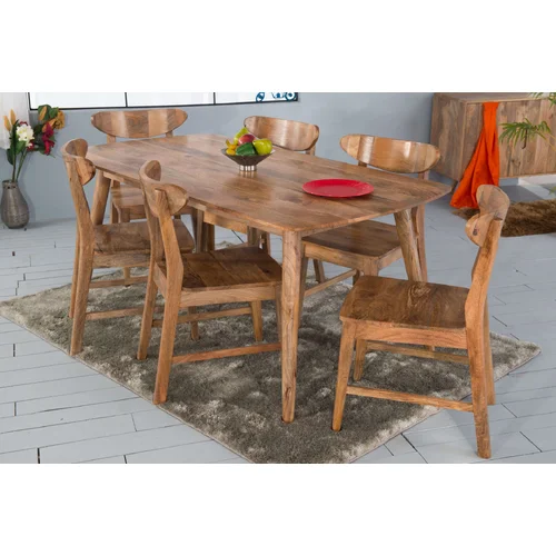 Komplet duży stół do salonu 175cm i 6 krzeseł z litego drewna mango Copenhagen - zdjęcie 3